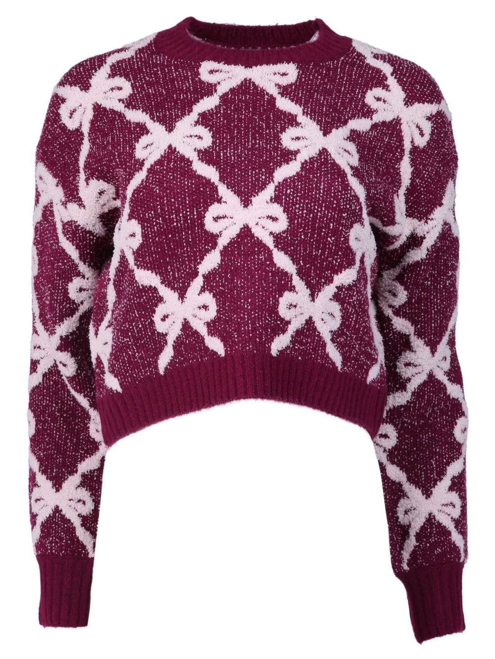 NWT Derek Heart Juniors Long Sleeve Jacquard Bow Sweater